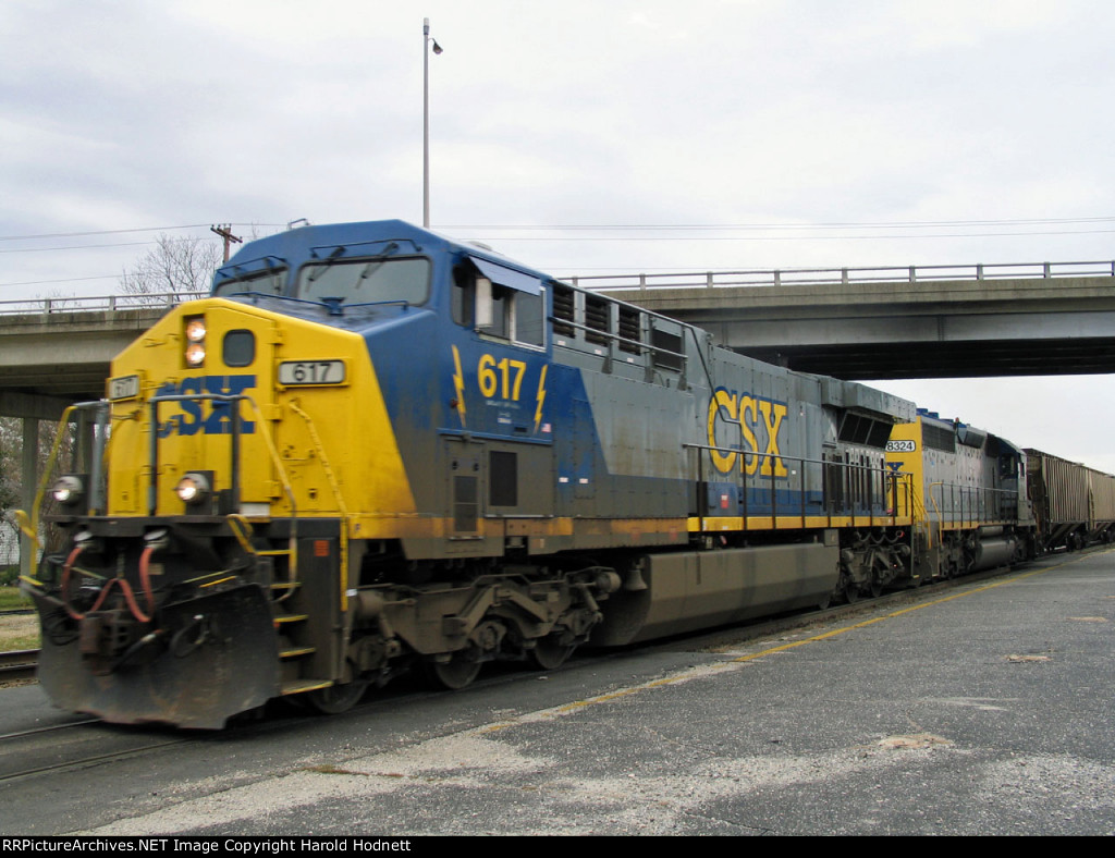 CSX 617 & 8324 lead a grain train northbound
